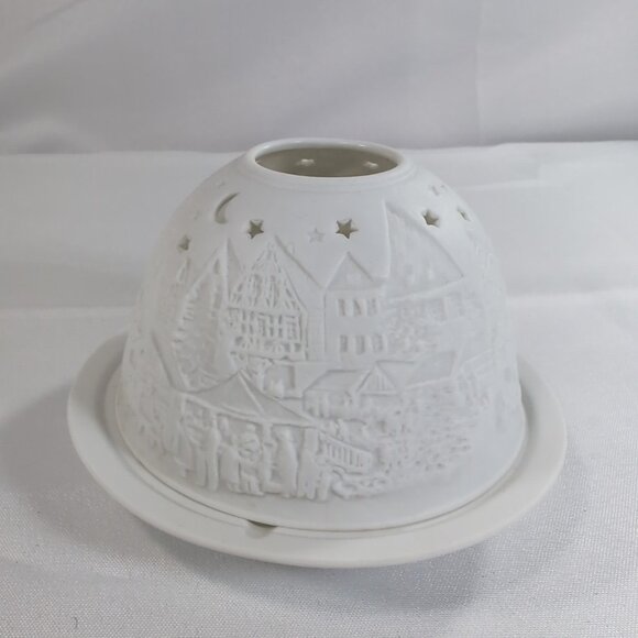 Starlight Hellmann-Versand Bisque Lithopane White Christmas 2010 Candle Holder - Picture 1 of 14